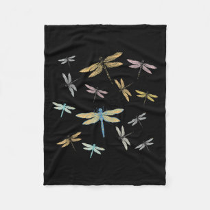 Vintage Colourful Graphic Pattern Nature Dragonfly Fleece Blanket