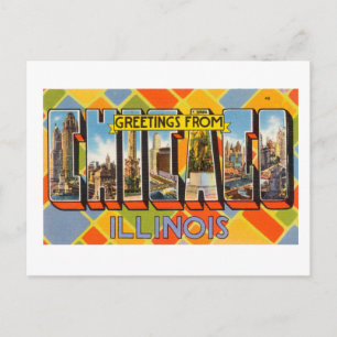 Vintage Colourful Greetings From Chicago Illinois Postcard