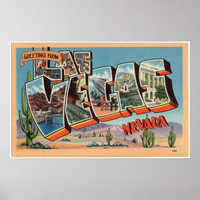 Vintage Colourful Greetings From Las Vegas Nevada  Poster (Front)