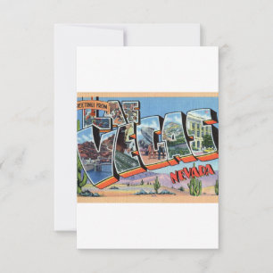 Vintage Colourful Greetings From Las Vegas Nevada Save The Date