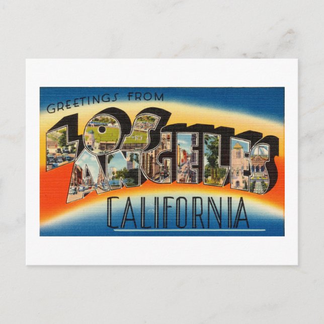 Vintage Colourful Greetings From Los Angeles Postcard (Front)
