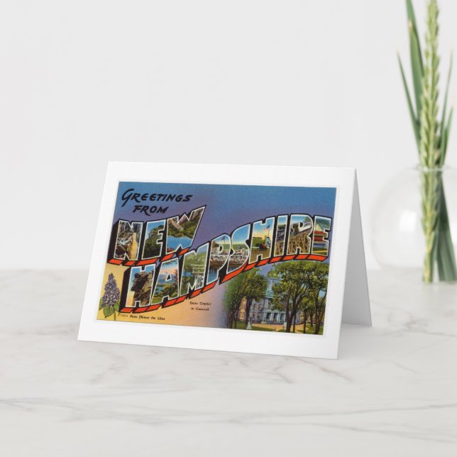 Vintage Colourful Greetings From New Hampshire Card (Front)