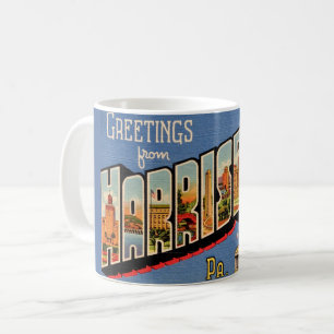 Vintage Colourful Harrisburg PA Coffee Mug