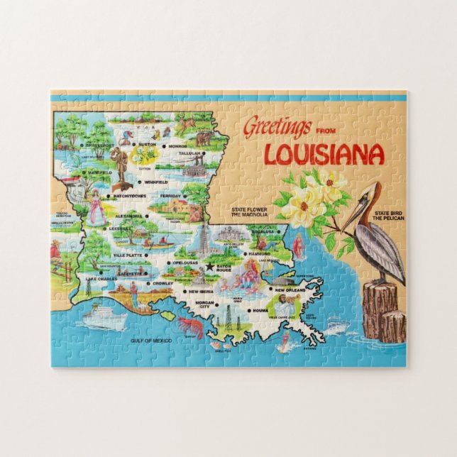 Vintage Colourful Louisiana  Jigsaw Puzzle (Horizontal)