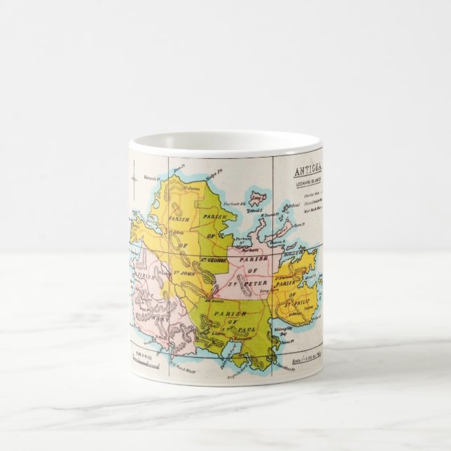 Vintage Colourful Map of Antigua Mug (Center)