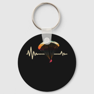 Vintage Colourful Paraglider Heartbeat Paragliding Keychain