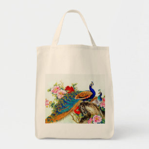 Vintage Colourful Peacocks Tote Bag