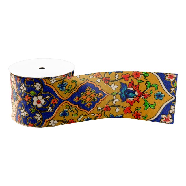 Vintage Colourful Persian Floral Art Grosgrain Ribbon (Spool)
