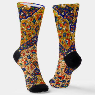 Vintage Colourful Persian Floral Art Socks