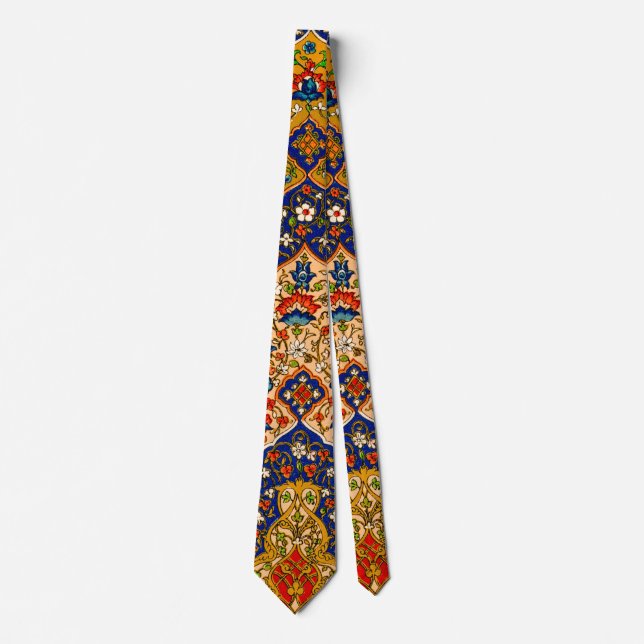 Vintage Colourful Persian Floral Art Tie (Front)