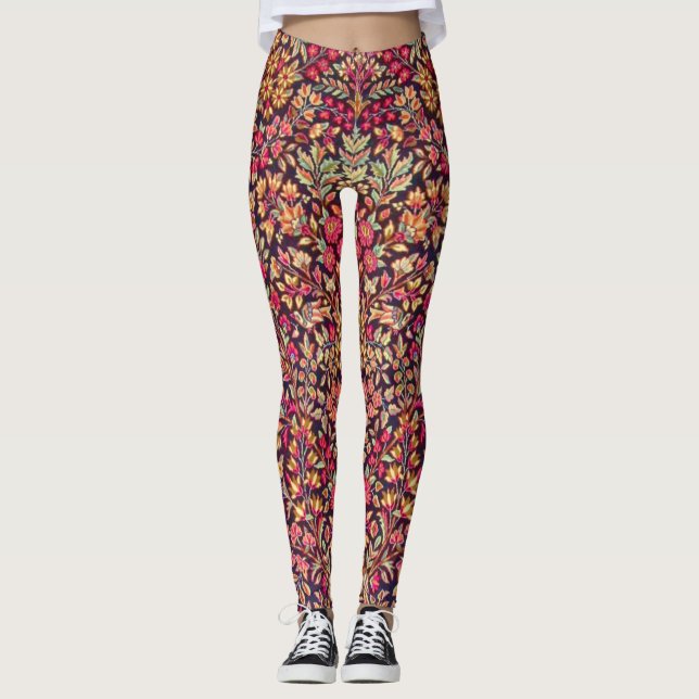 Vintage Colourful Persian Rug Pattern Leggings (Front)