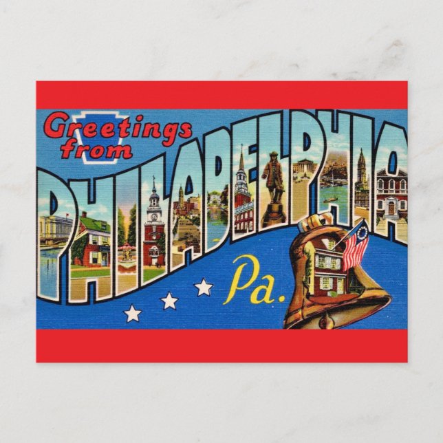 Vintage Colourful Philadelphia Postcard (Front)