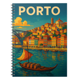Vintage Colourful Porto Portugal Travel  Notebook