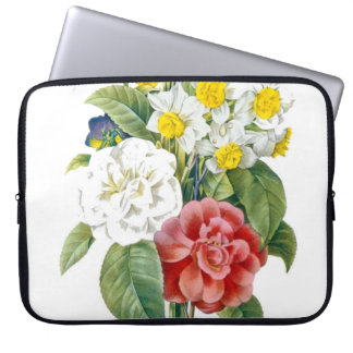 vintage colourful red, white, blue flowers Redoute Laptop Sleeve