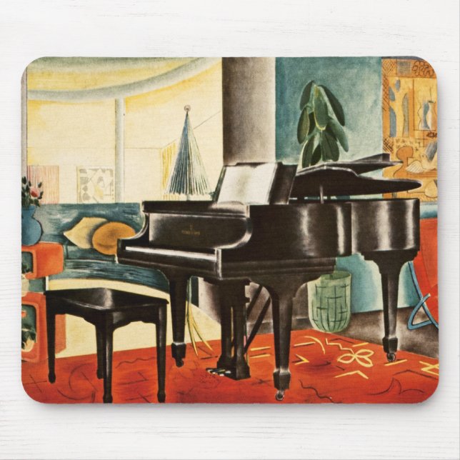 Vintage Colourful Steinway Piano Instrument Ad Art Mouse Pad (Front)