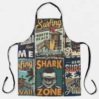 Vintage colourful surfing posters set with surf bu