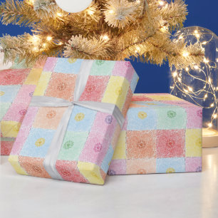 Vintage Colourful trendy Flowers pattern Birthday Wrapping Paper