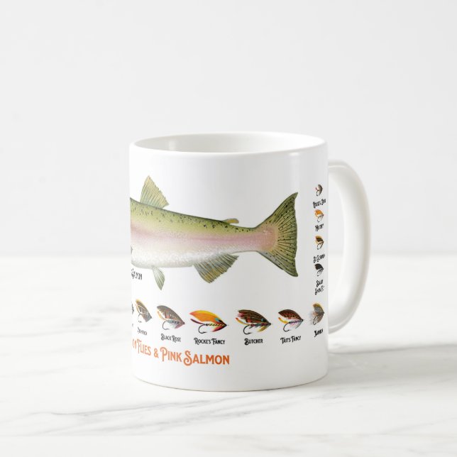 Vintage Colourful Trout Fly-Fishing Flies Mug (Front Right)