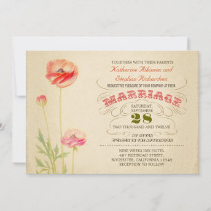 vintage colourful  typographic wedding invitation