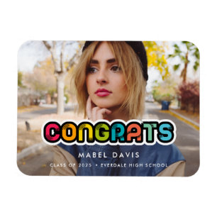 Vintage colourful typography Photo graduation Magnet