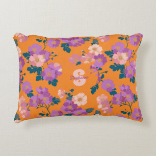 Vintage Colourful Wild Roses Pattern Accent Pillow