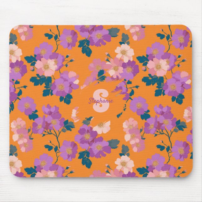 Vintage Colourful Wild Roses Pattern Mouse Pad (Front)