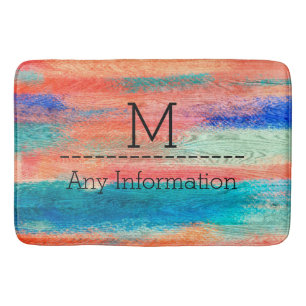 Vintage Colourful Wood Grain Monogram #2 Bath Mat