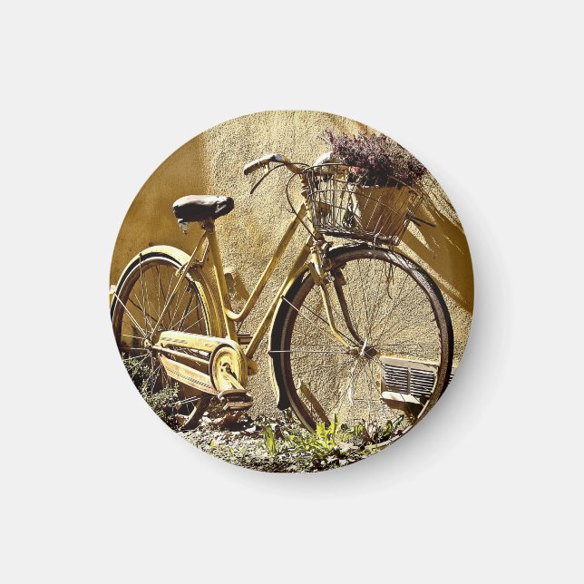 Vintage Colourful Yellow Bicycle        Magnet (Front)