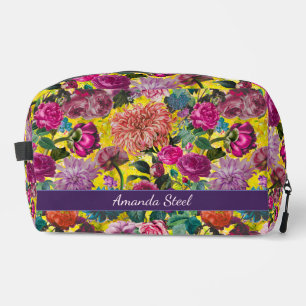 Vintage colourful yellow Floral monogrammed Dopp Kit