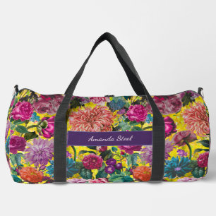 Vintage colourful yellow Floral monogrammed Duffle Bag