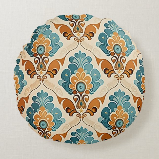 Vintage colours round pillow (Front)