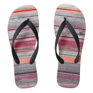 Vintage Colours Stripes Wood Look #2 Flip Flops