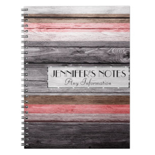 Vintage Colours Stripes Wood Look #3 Notebook