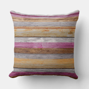 Vintage Colours Stripes Wood Look #8 Throw Pillow