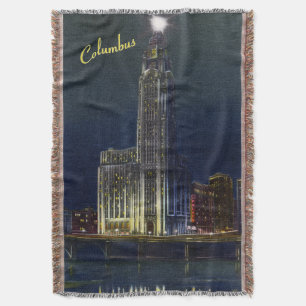 Vintage Columbus Citadel at Night Throw Blanket