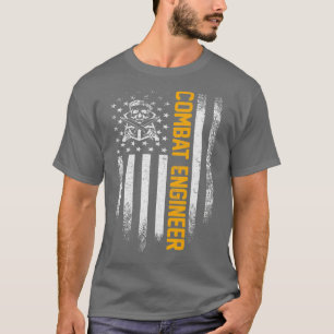 Vintage Combat Engineer American Flag Patriotic T-Shirt