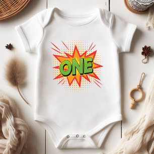 Vintage Comic 1st Birthday ﻿Gender Neutral Newborn Baby Bodysuit