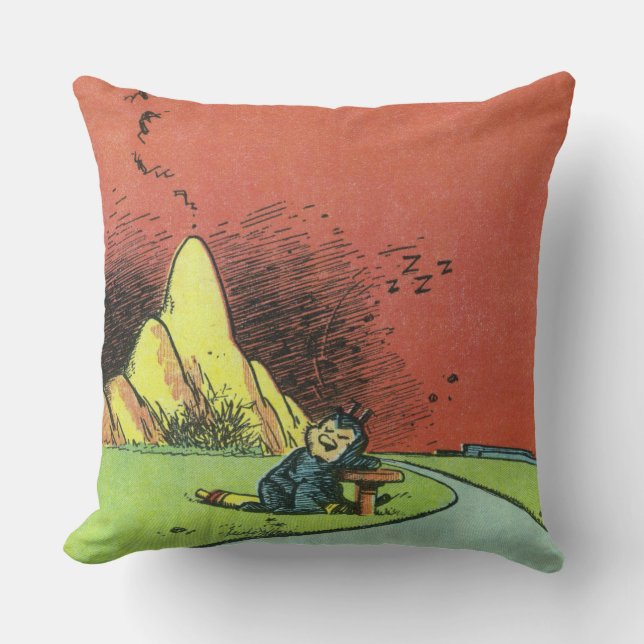 Vintage Comic Art "Sleeping Kat" Throw Pillow  (Front)