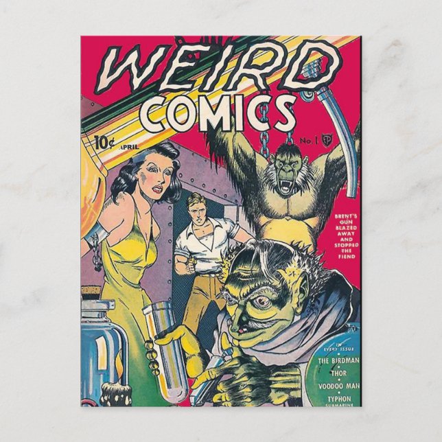 Vintage Comic Book Cover Art Postcard (Front)
