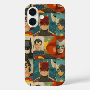 Vintage comic book heroes in retro colours iPhone 16 case
