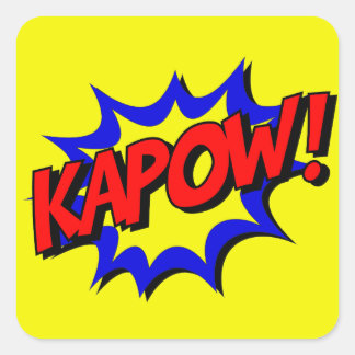 Vintage Comic Book Kapow Onomatopoeia Square Sticker