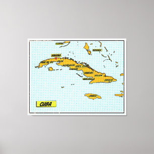Vintage Comic Book Map Of Cuba Canvas Print