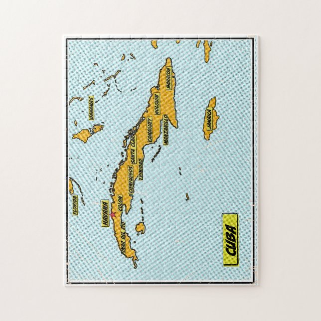 Vintage Comic Book Map Of Cuba Jigsaw Puzzle (Vertical)
