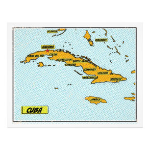 Vintage Comic Book Map Of Cuba Photo Print
