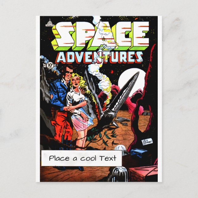 Vintage Comic Cover , Space Adventures 1 , custom Postcard (Front)