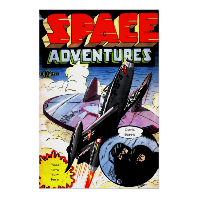 Vintage Comic Cover , Space Adventures 2 custom Poster (Front)