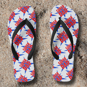 Vintage Comic Super Dad Father's Day Flip Flops