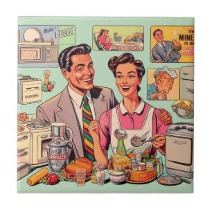 Vintage Comics Retro Restaurant Tile