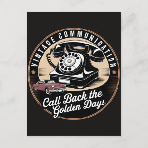 "Vintage Communication" Retro Emblem Design Postcard