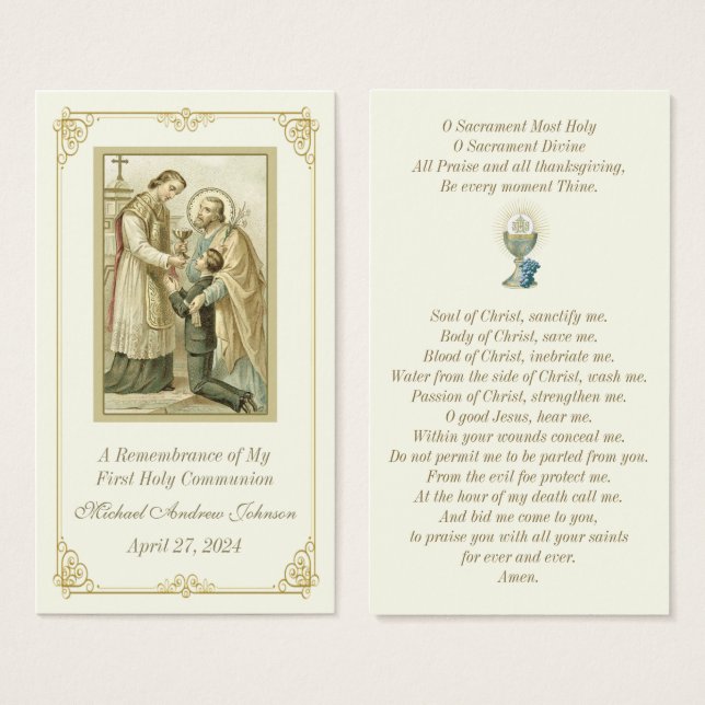 Vintage communion catholique souvenir Carte Sainte (Devant & derrière)